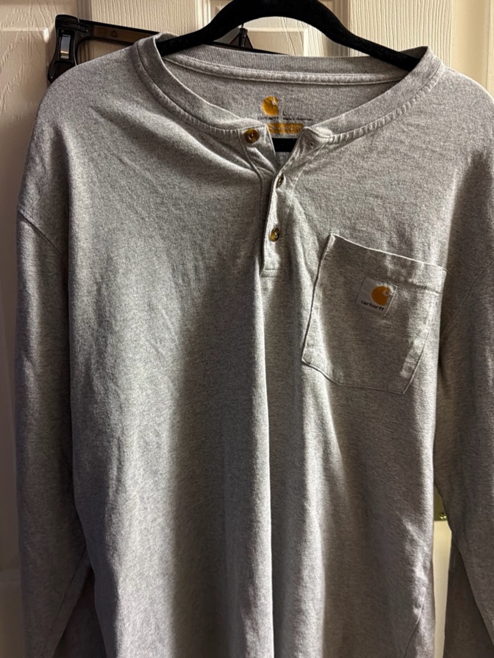 Carhartt Men's Long Sleeve Henley Shirt - Light Gray